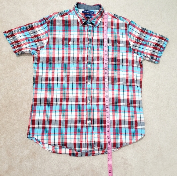 Old Navy Mens Short Sleeve Shirt Top Button Down Size L Multicolor Plaid - Picture 5 of 8